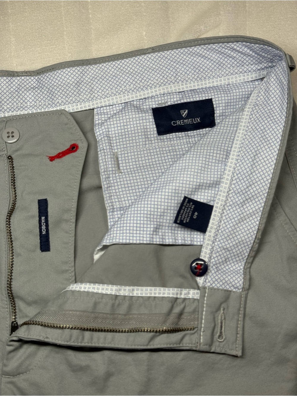 Daniel Cremieux Light Gray Flat Front Men’s Shorts with Navy Trim